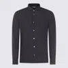 Zanone Dark Blue Cotton Shirt In Black