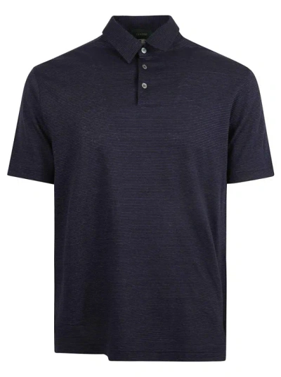 Zanone Dark Blue Short-sleeved Polo Shirt