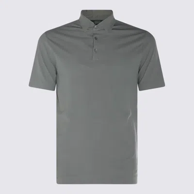Zanone Dark Grey Cotton Polo Shirt In Green