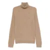 Zanone Ribbed Turtleneck Sweater In Gold