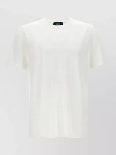 Zanone Fine Cotton Crew Neck Short Sleeve Top In White