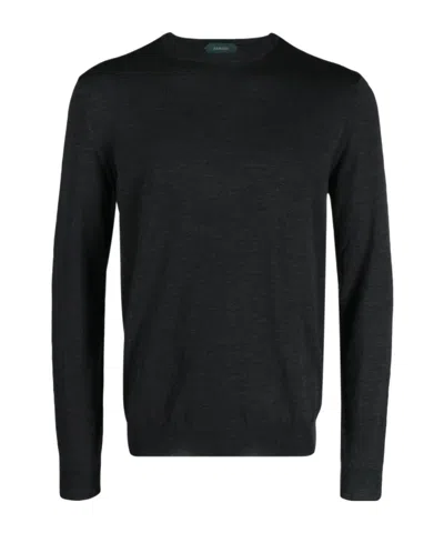 Zanone Fine-knit Crew-neck Jumper In Black