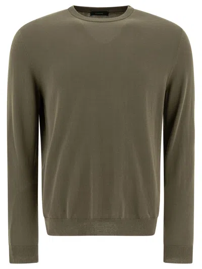 Zanone Cotton Sweater In Green