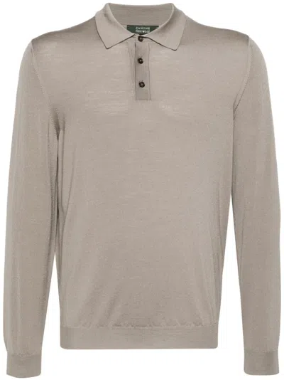 Zanone Fine-knit Polo Shirt In Multicolor