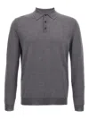 Zanone Virgin Wool Polo Shirt With Button Placket And Cuffed Sleeves In Gray