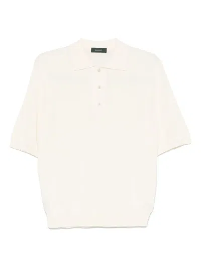 Zanone Fine-knit Polo Shirt In Neutrals