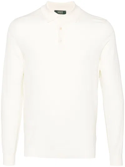 Zanone Fine-knit Polo Shirt In Yellow