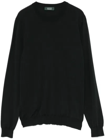 Zanone Fine-knit Sweater In Black