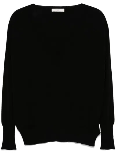 Zanone Fine Knit V-neck Sweater In Black
