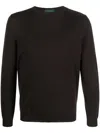 Zanone Fine-knit Wool Blend Jumper In Brown