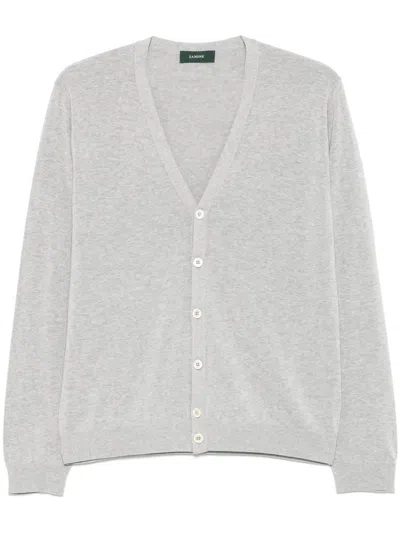 Zanone Fein Gerippter Cardigan In Grau