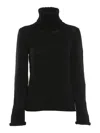 Zanone Fitted Black Wool Turtleneck Sweater In Black