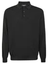 Zanone Fitted Long-sleeved Polo With Classic Collar In Black