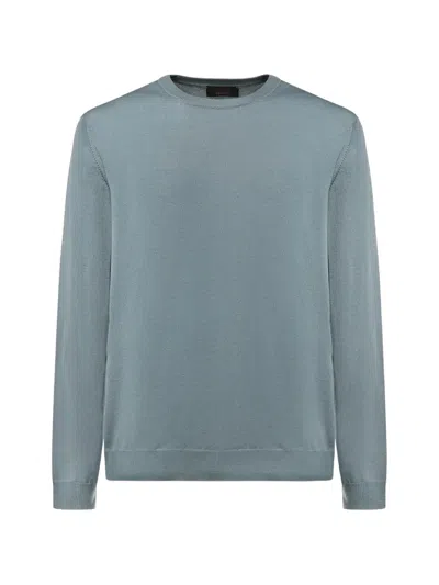Zanone Flexwool Crew-neck Fine-knit Top In Blue