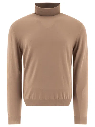 Zanone Flexwool Turtleneck Sweater Knitwear In Beige