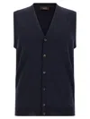 Zanone Sleeveless V-neck Ribbed Knit Vest In Blue