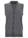 Zanone Knit Sleeveless Vest V-neckline In Gray