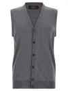 Zanone Knit Sleeveless Vest V-neckline In Gray