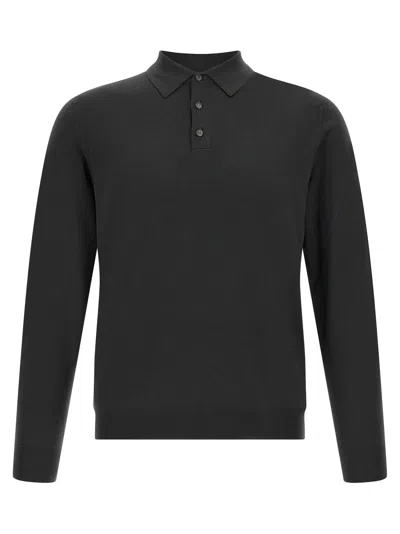 Zanone Flexwool Virgin Wool Polo Shirt In Black