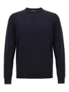 Zanone Crew Neck Wool Sweater With Ribbed Cuffs In Black