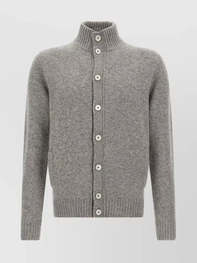 ZANONE FRONT POCKETS RIBBED COLLAR CARDIGAN