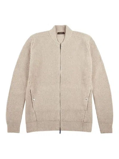 ZANONE FULL ZIP SLIM FIT SWEATER,810241.ZN275 Z1274 BEIGE