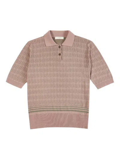 Zanone Geometric-pattern Polo Shirt In Pink