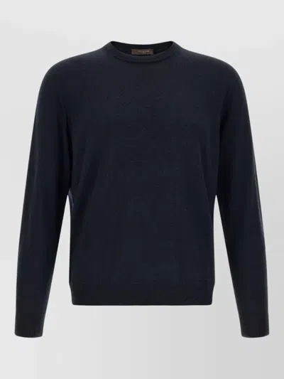 Zanone Giro Crew Neck Long Sleeve Sweater In Blue