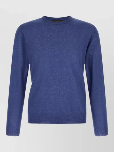 Zanone Giro Crew Neck Long Sleeve Sweater In Blue