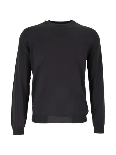 Zanone Giro Crew-neck Fine-knit Sweater In Gray