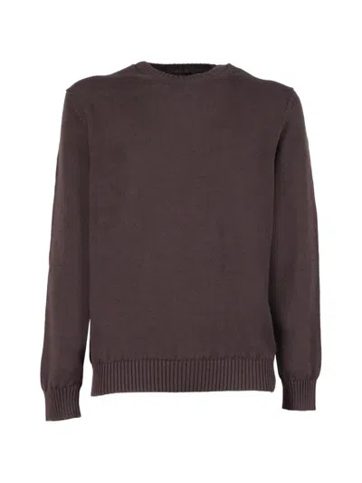 Zanone Giro Crew-neck Long-sleeved Sweater In Brown