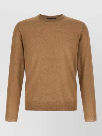 Zanone Giro Round Neck Long Sleeve Sweater In Brown