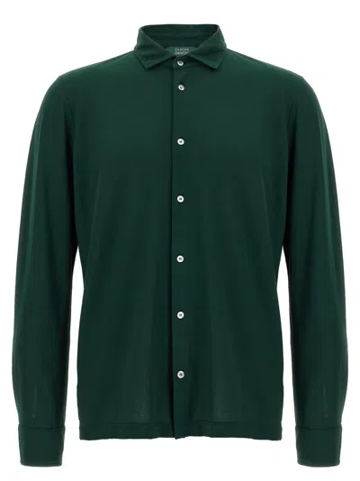 Zanone Green Ice Cotton Shirt In Dark Green