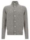 Zanone Front Pockets Ribbed Collar Cardigan In Gray