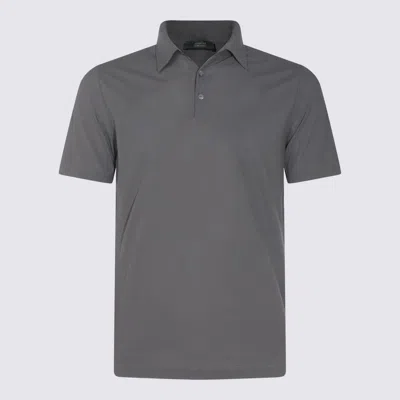 Zanone Grey Cotton Polo Shirt In Gray