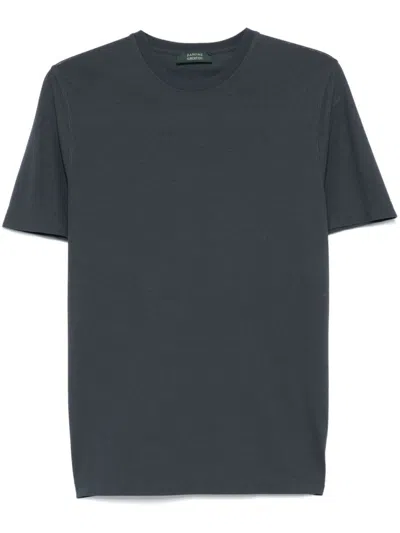 Zanone Grey Cotton T-shirt With Classic Crew Neck In Gray