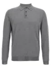 Zanone Virgin Wool Polo Shirt With Button Placket And Cuffed Sleeves In Gray