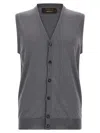 Zanone Knit Sleeveless Vest V-neckline In Gray
