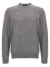 Zanone Crew Neck Wool Sweater With Ribbed Cuffs In Gray