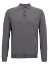 Zanone Virgin Wool Polo Shirt With Button Placket And Cuffed Sleeves In Gray