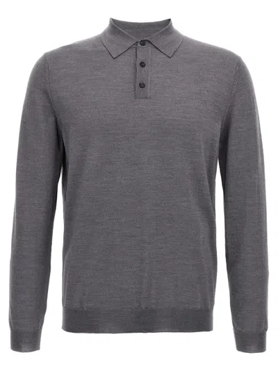 ZANONE GREY WOOL POLO SHIRT