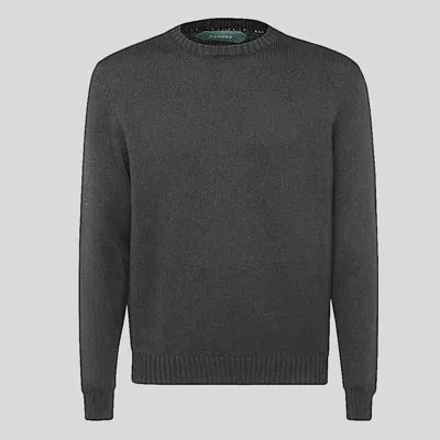 Zanone Ribbed Virgin Wool Jumper In Grey
