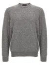 Zanone Crew Neck Wool Sweater With Ribbed Cuffs In Gray