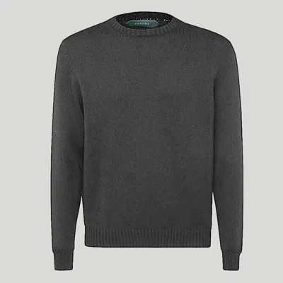 Zanone Grey Wool Sweater In Antracite
