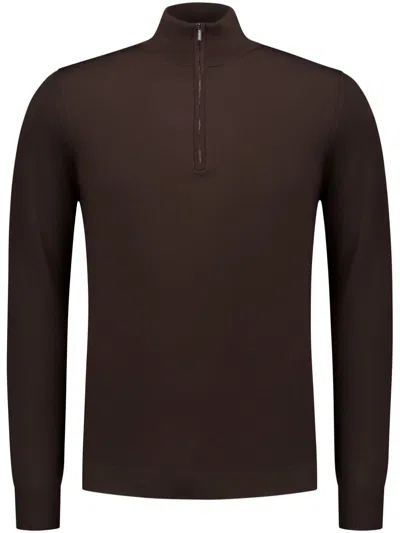 Zanone Half-zip Sweater In Brown