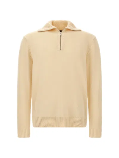 Zanone Off White Knitted Sweater In Yellow