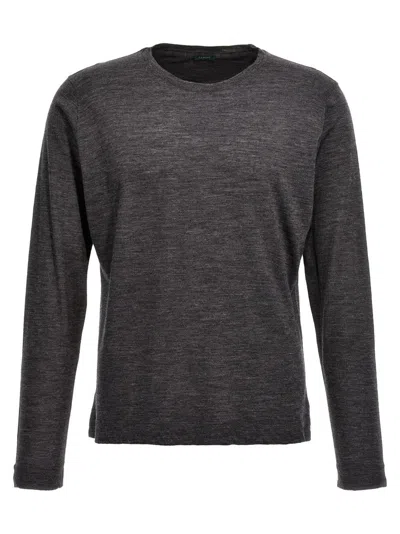 ZANONE HEATHERED GREY CREWNECK WOOL SWEATER WITH CLASSIC FIT