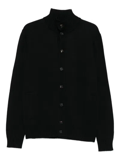 Zanone High-neck Button-fastening Cardigan In Black