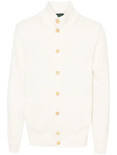 Zanone High-neck Cotton Cardigan In Neutrals