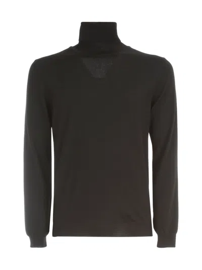 Zanone High Neck Flex  Wool Sweater In Black